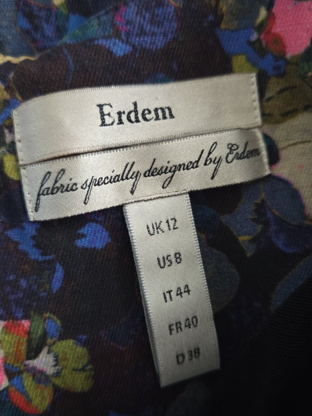 Erdem Floral Short Sleeve Blue Pencil Dress Size-US 8/UK 12 - Picture 4 of 7